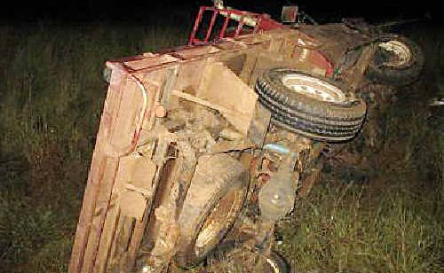 Two students walked away from this Toyota Hilux which rolled on the Capricorn Highway east of Anakie in the early hours of Friday. Two students walked away from this Toyota Hilux which rolled on the Capricorn Highway east of Anakie in the early hours of Friday.